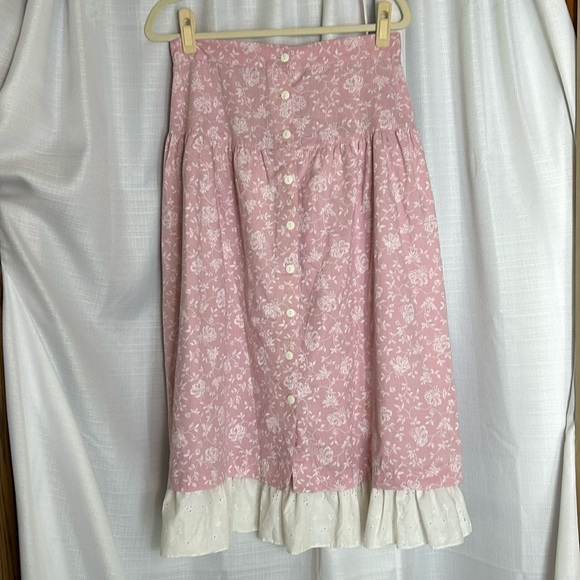 Prelude Dresses & Skirts - PRELUDE Vintage Pink and White Midi Skirt with Eyelet Hem USA Made Size 13/14 p4